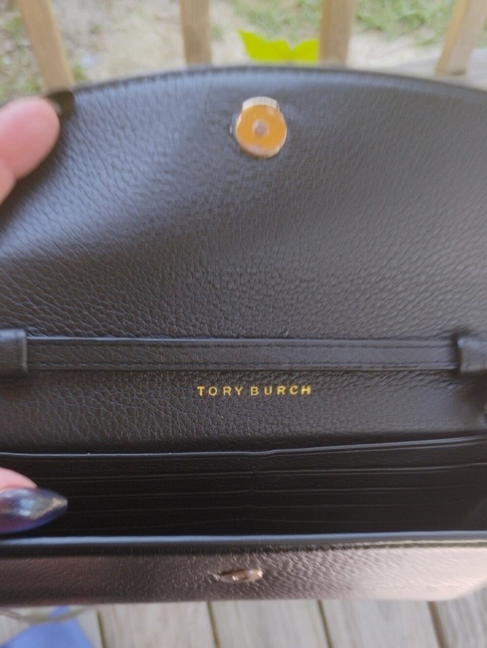 Tory Burch Black Pebbled Leather Crossbody Wallet Clutch And Coa - Picture 8 of 12